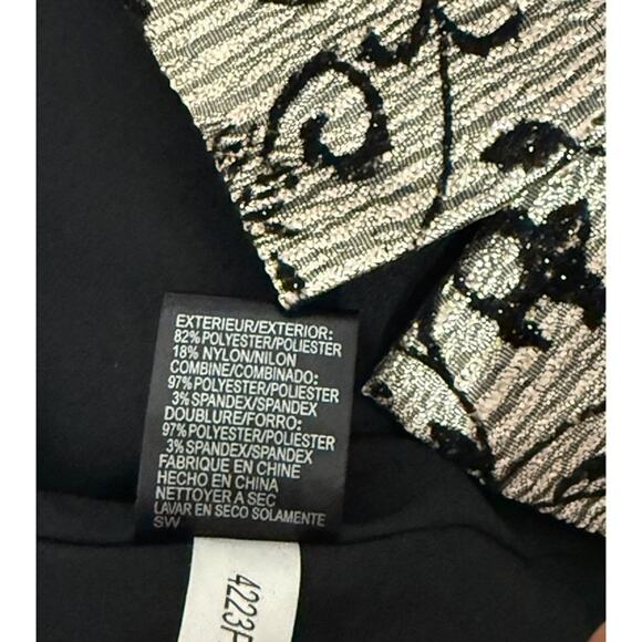 Tahari Arthur S. Levine 4P Petite Sleeveless Metallic Floral Dress Black & Silve - Picture 7 of 9